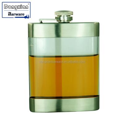 China Eco-friendly stainless steel flask 6oz with acrylic body, plastic stainless steel flask. for sale