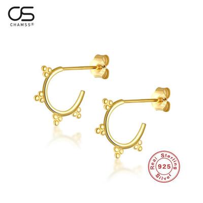 China FASHIONABLE European and American style S925 sterling silver with circles 18K gold plated earrings women jewelry wholesale for sale