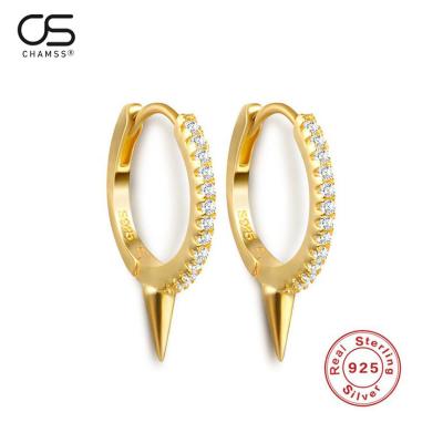 China Beautiful designed fashion S925 silver18K sterling gold spike huggie circle earrings for women for sale