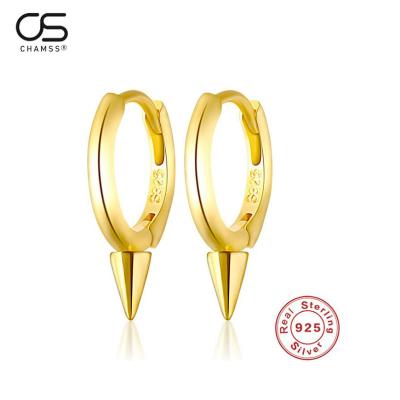 China HOT TRENDY in Europe and America S925 sterling gold silver18K spike huggie circle hoop earrings designed lovely for women for sale