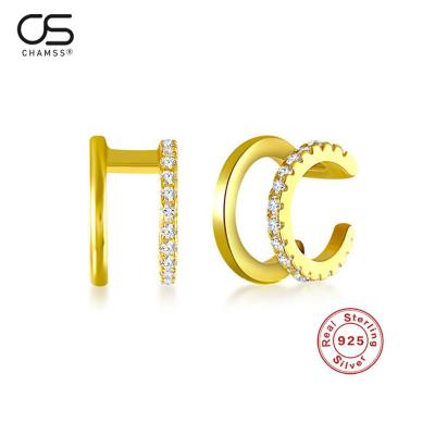 China TRENDY best seller in Europe and America women no piercing jewelry 925 sterling silver 18k gold ear cuff earrings for sale