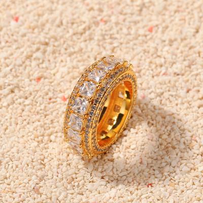 China Luxury Hiphop Jewelry 18k Gold Plated Iced Out Cubic Zirconia Hiphop Ring for sale