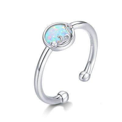 China FASHIONABLE S925 sterling silver ring European and American opal ring cat open ring for sale