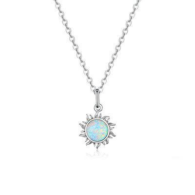 China TRENDY Europe and Hot Fashion Blue Opal Pendant Necklace S925 Sterling Silver Small Sun Necklace from USA for sale