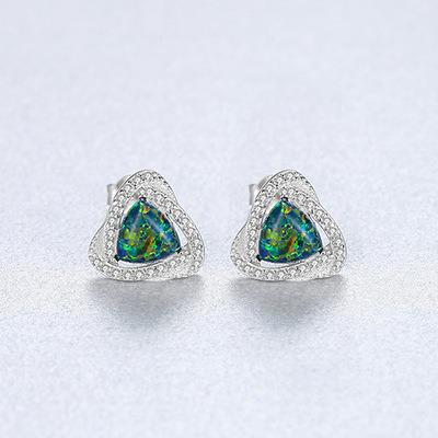 China Trendy 2022 fashion s925 Sterling silver high quality diamond wedding party couple gift opal earrings for wife for sale