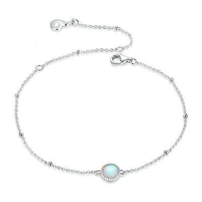 China FASHIONABLE simple round opal bracelet s925 sterling silver platinum plated popular temperament bracelet for sale