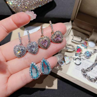 China Hiphop fashion luxury designer jewelry gold plated iced out cubic Zircon earrings women's hiphop earings for women 2021 for sale