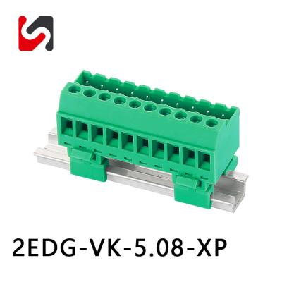 China Pluggable 300V Din Rail Terminal Blocks PA66 Plastic UL94V-0 Copper Alloy for sale