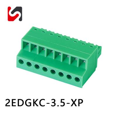 China 2EDGKC-3.5 300V 8A 45 degree wire connect Pluggable Terminal Blocks green color for sale