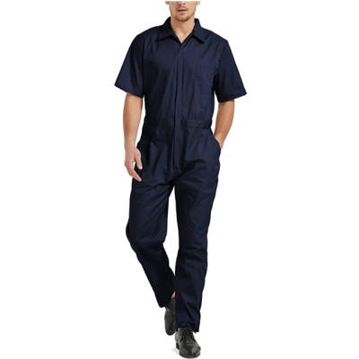 China Dustproof Mens Short Sleeve Coverall With Elastic Waist Zipper Front Cargo Workwear for sale