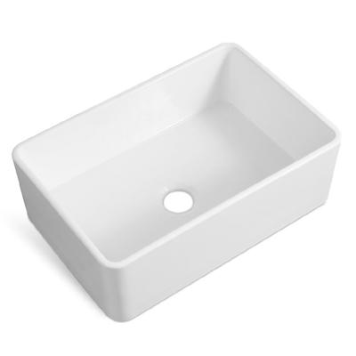 China With Faucet Cost Effective Modern White Polished Decorative Farmhouse Solid Farmhouse Ceramic Sink for sale