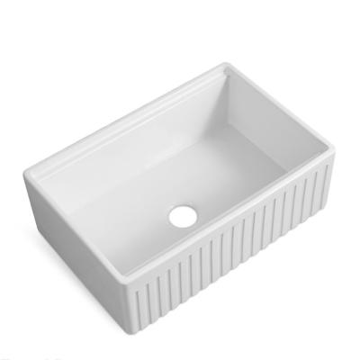 China With Best Selling Faucet Porcelain Farmhouse Pull Down Rectangular White Ceramic Kitchen Sink for sale