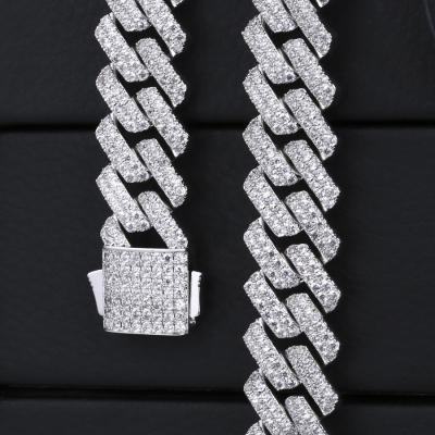 China Hiphop KRKC cubana hip hop jewelry 20inch 15mm AAAAA CZ zircon diamond iced out Cuban link chain necklace for sale