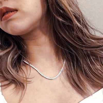 China Hiphop KRKC Women Hip Hop Necklace 3mm 24inch 14k Gold CZ Tennis Chain Cubic Diamond Iced Out Tennis Choker Necklace for sale