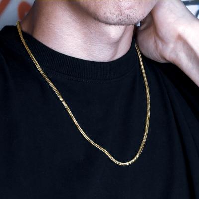 China Wholesale 2.5mm 24inch Men's Franco Link Chain Necklace PVD Solid Gold Plated Stainless Steel CLASSIC KRKC Men's 14k Gold for sale