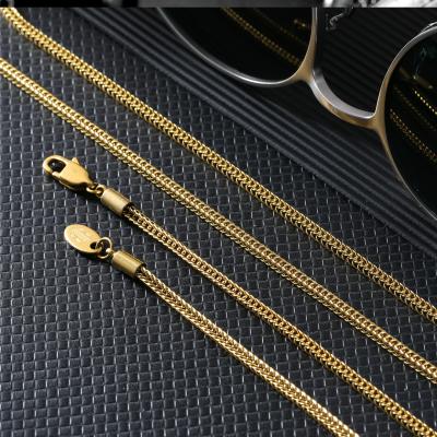 China Wholesale Mens 14k Gold 2.5mm 26inch Chaine Franco Link Chain PVD PVD Solid Gold Plated Stainless Steel KRKC Franco Chain Necklace for sale