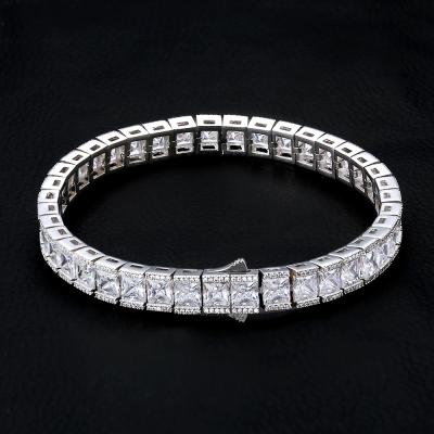 China Hiphop KRKC Wholesale 8mm Rhodium Plated Zircon 5A Tennis Necklace Mens Jewelry Wand Iced Out CZ Diamond Tennis Bracelet for sale