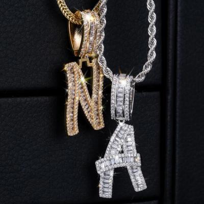 China Intital Custom Letter Stainless Hip Hop Jewelry KRKC Fashion Pendant Charm Iced Out CZ Diamond Letter Chain Pendant for sale