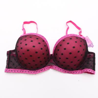 China Customized Breathable Lace Hot Dot Black Design Transparent Lift Up Big Cup Women Bra for sale