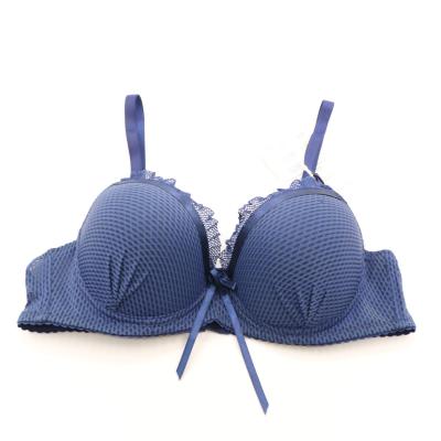 China Binfen Breathable Customized Fashion Lace Solid Color Bow Women Underwear Transparent Bra for sale