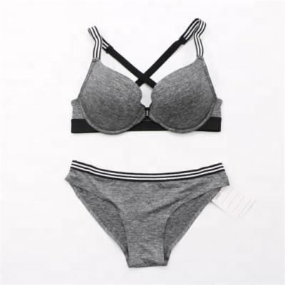 China New Design Antibacterial Fashion Women Ladies Girls Dark Gray Bra And Brief Sets for sale