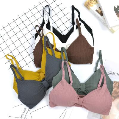 China 1910 Women's QUICK DRY Sleek V-Neckline Seamless Crop Tops Wireless Padded Tube Bra With Strap for sale