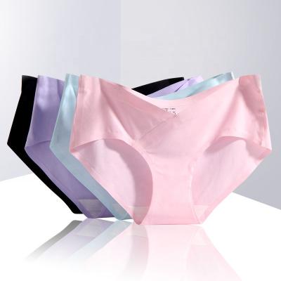 China Traceless Antibacterial Seamless Ice Silk Maternity Panties 2000 Pregnancy Underwear Pregnant Women Panties For Pregnant Women for sale