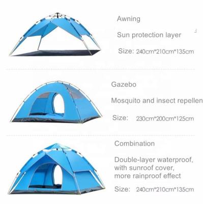 China Diagonal tying type Oxford fabric 4 people quick-opening camping tent automatic double-layer rainproof outdoor tent for sale