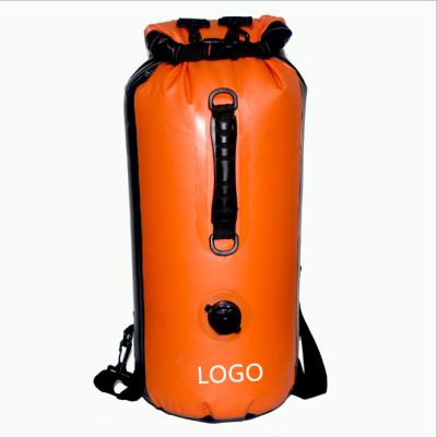 China 30L Durable Custom Sport Double Shoulder Logo Dry Bag Waterproof With Air Nozzle for sale