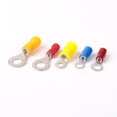 China RV Series Copper Or Brass Vinyl Insulated End Lugs Ring Type Copper Insulated Ring Terminal for sale