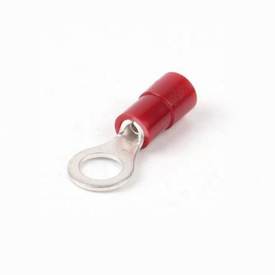 China Hot Selling Pre-Insulated Round Brass Copper Material Terminal Copper Or Brass Ring Terminals Easy Install Red Color Terminal Crimp RV1.25-6 for sale