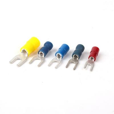 China Copper or Brass Terminal Block Accessories Bifurcate Type Tinned Crimp SV3.5-3.2 Insulated 2mm Connector Terminal for sale