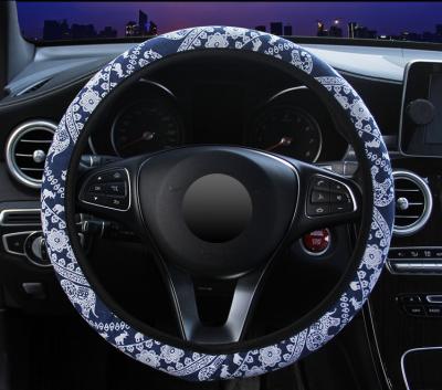 China QCI071 Model Animal Ethnic Elephant Print No Ring Elastic Car Steering Wheel Inner Cover for sale