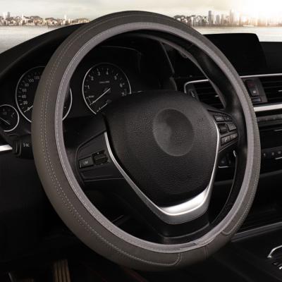 China Fancy QCI064 Universal Car Steering Wheel Cover Without Ring Elastic Band Inside Leather Streamline for sale