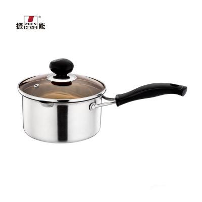 China New-designed and high quality 16cm durable stainless steel milk pot cookware for kitchen with long bakelite handle for sale