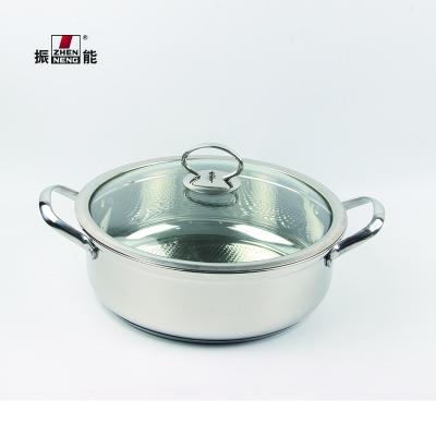 China Sustainable SUS304 Stainless Steel 28cm Hot Pot With Grid Metal Stainless Steel Professional Steamed Hot Pot With Glass Lid for sale