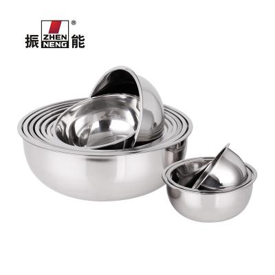 China 20CM Sustainable Round Stainless Steel Cooking Bowl Kitchen Household Thickened Taste Soup and Fruit Paste Vegeta Egg-Beating Seasoning Bowl for sale