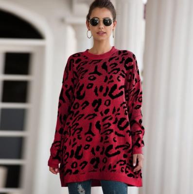 China FSDA Long Sleeve Sweater Breathable Oversized Dress Women High Collar Knit Leopard Knitwear Women Sweater Sueter Mujer Knitted Sweater for sale