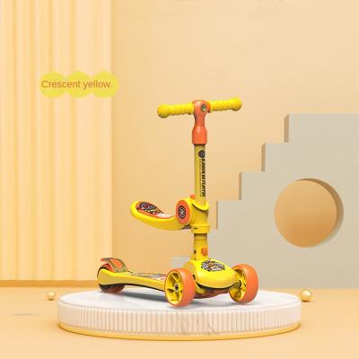 China Ride On Toy New Mode 3 Wheels Foldable Scooter For Kids Can Sit Can Stand Adjustable Kids Kick Foot Bike for sale