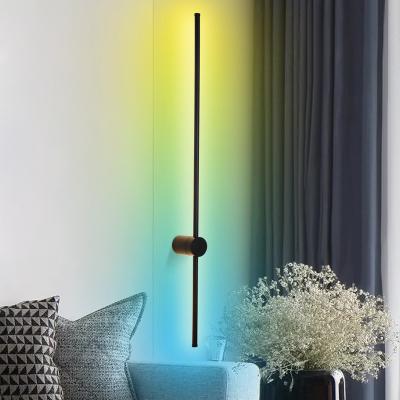 China Bedroom Wall Modern Rotatable Colorful Indoor Line Led RGB Light Nordic Wall Lamp for sale