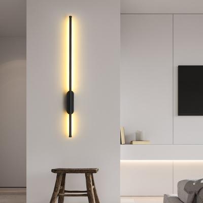 China Matte Black Modern Simple House Modern Bedroom Bedside Led Wall Decoration Lamps Long Wall Light for sale