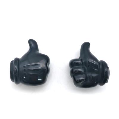 China Natural Europe Crystal Carving Black Obsidian Hand Thumbs Up Figure Mini Trophies Figurine for sale