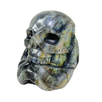 China Europe Crafts Skulls Factory Customization High Quality Natural Crystal Hand Carving Labradorite Octopus Skulls Crafts For Decoration for sale