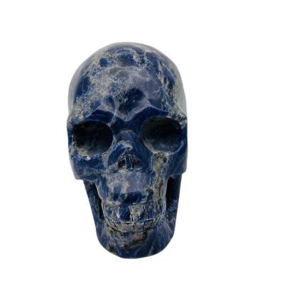 China Europe natural high quality hand carved gemstone skulls crafts sodalite crystal skulls for crafts for sale