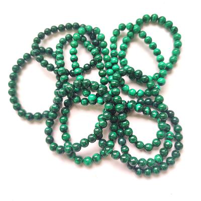 China Wholesale Natural Stone Polished Malachite Bracelet Healing Europe Crystal Folk Crafts 8mm For Woman Decoration for sale