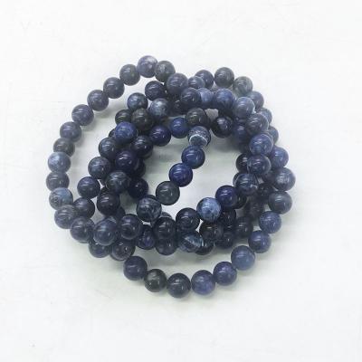 China Wholesale Simple Europe Loop Crystal Beads Bracelet Polished Sodalite Bracelet For Gift for sale