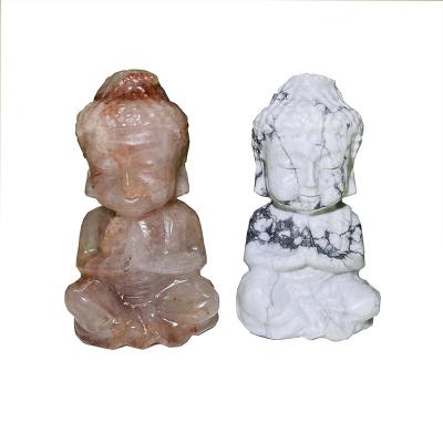 China Europe Red Fire Quartz Hematoid Buddha Statue Howlite Lucky Buddha Figurine Crystal Quartz For Decoration Gifts for sale