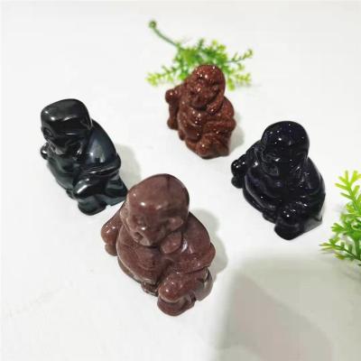 China China People Wholesale Open Hand Natural 1.5-Inch Hand Carved Mixed Crystals Healing Buddha Stones For Decoration for sale