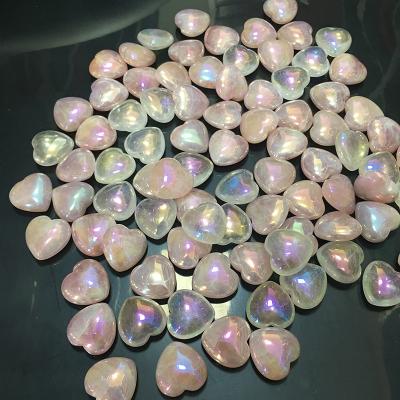 China Europe wholesale hand carved 3cm natural angel aura clear quartz rose quartz crystal stone heart for sale for sale