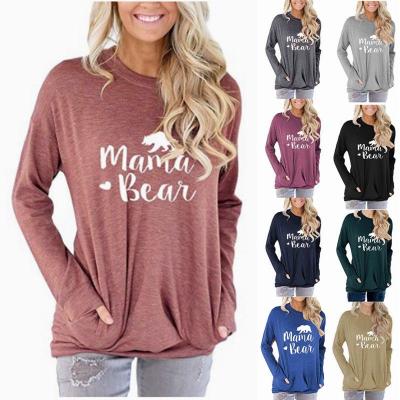 China Factory Anti-Shrink Long Sleeve Hoody Women Mum Bear Letter Printed Tunic Causal Tops for sale